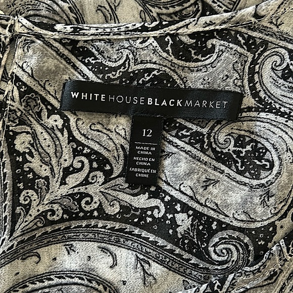 White House Black Market Black/Grey Long Sleeve Blouse Shirt Top **Sz 12**🌺🌺 - Picture 6 of 6